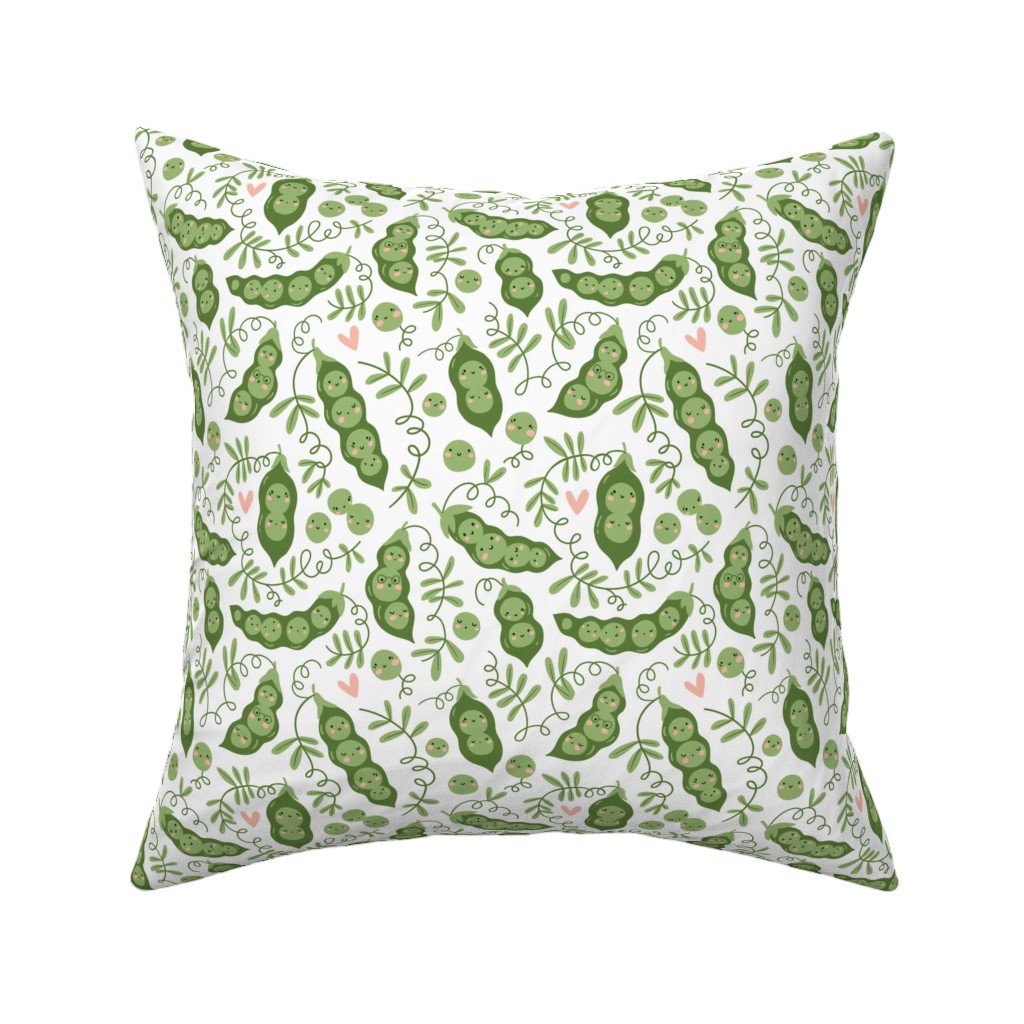 Cute Peas - Green Pillow, Woven, Black, 16x16, Single Sided, Green
