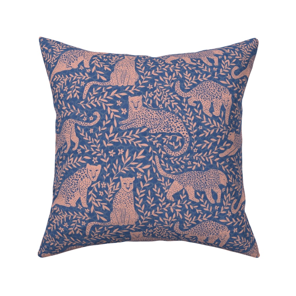 Jungle Cat - Classic Blue Pillow, Woven, Black, 16x16, Single Sided, Blue
