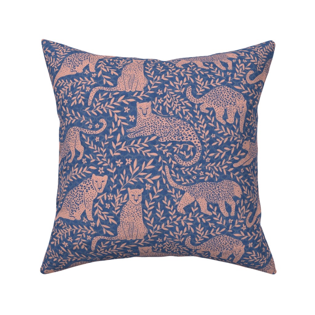 Jungle Cat - Classic Blue Pillow, Woven, Black, 16x16, Single Sided, Blue, True Blue