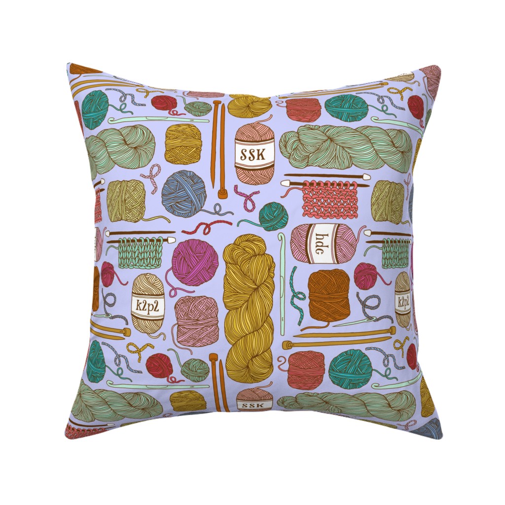 Knitting Pillow, Woven, Black, 16x16, Single Sided, Multicolor