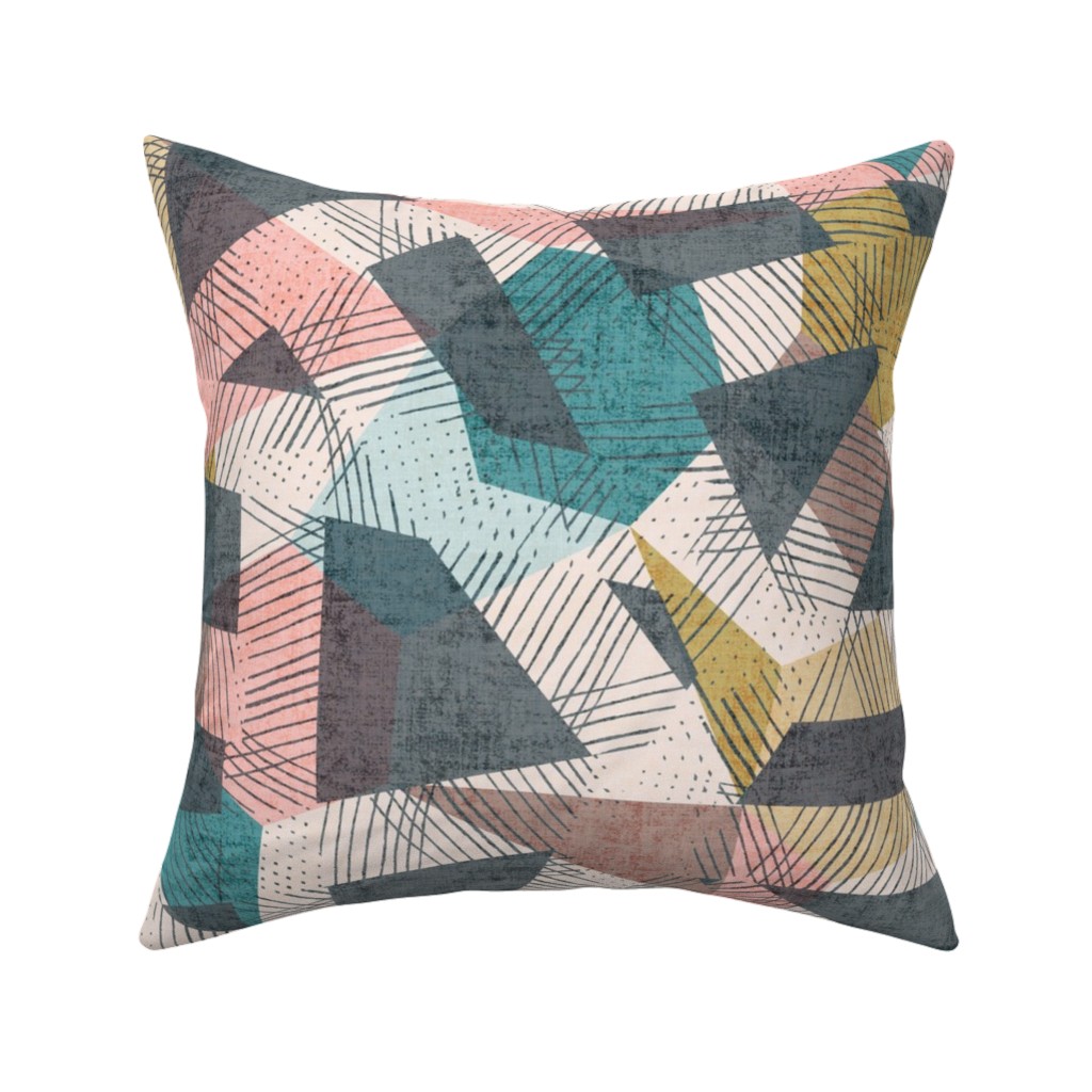 Abstract Geometic - Multi Pillow, Woven, Black, 16x16, Single Sided, Multicolor