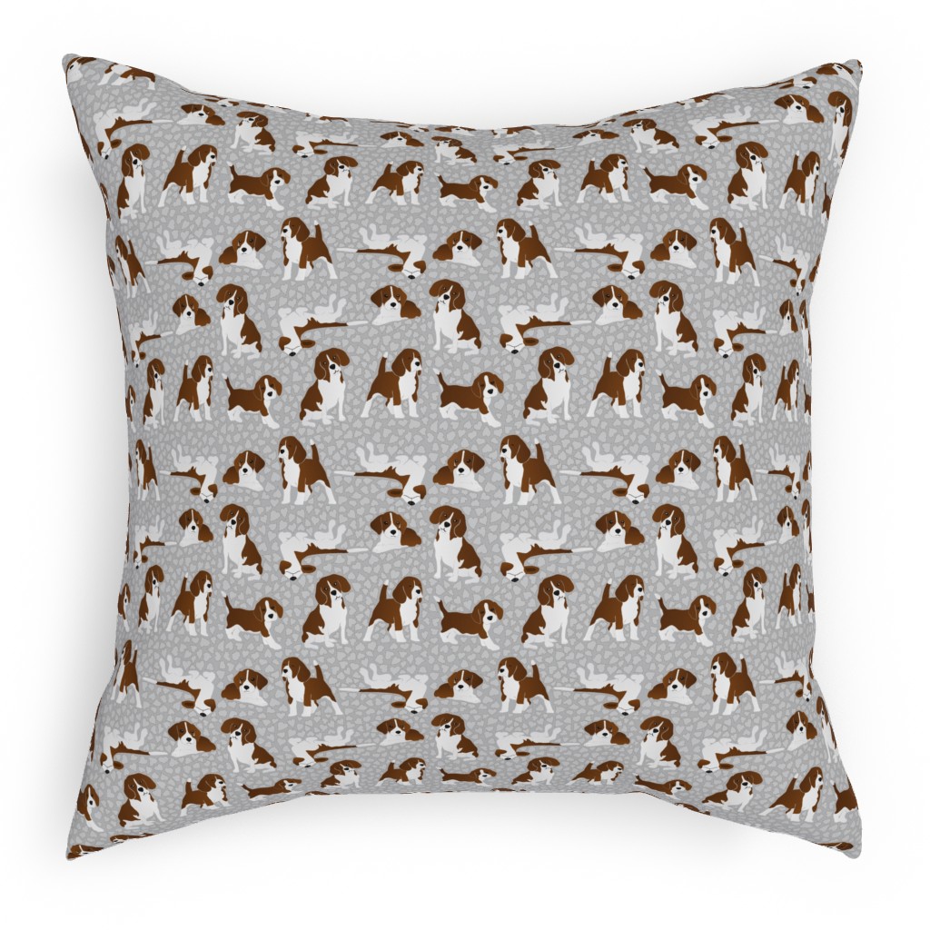 Beagle Dog Pillow, Woven, Beige, 18x18, Single Sided, Gray