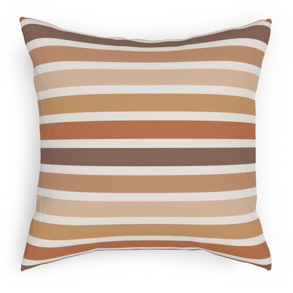 Retro Summer Stripe - Warm Tones Pillow, Woven, Beige, 18x18, Single Sided, Pink, Bright Pink