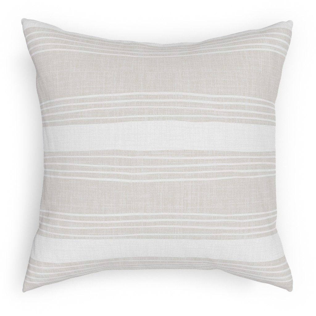 Rustic Stripe - Taupe Pillow, Woven, Beige, 18x18, Single Sided, Beige