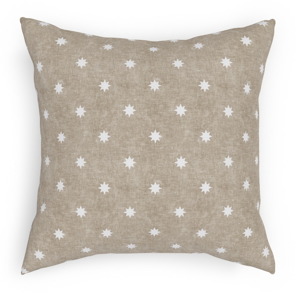 Vintage Stars Pillow, Woven, Beige, 18x18, Single Sided, Beige