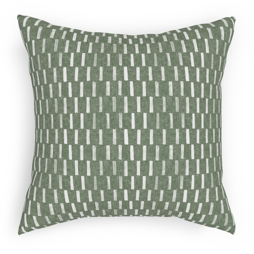 Block Print Dash - Sage Pillow, Woven, Beige, 18x18, Single Sided, Green, Classic Green
