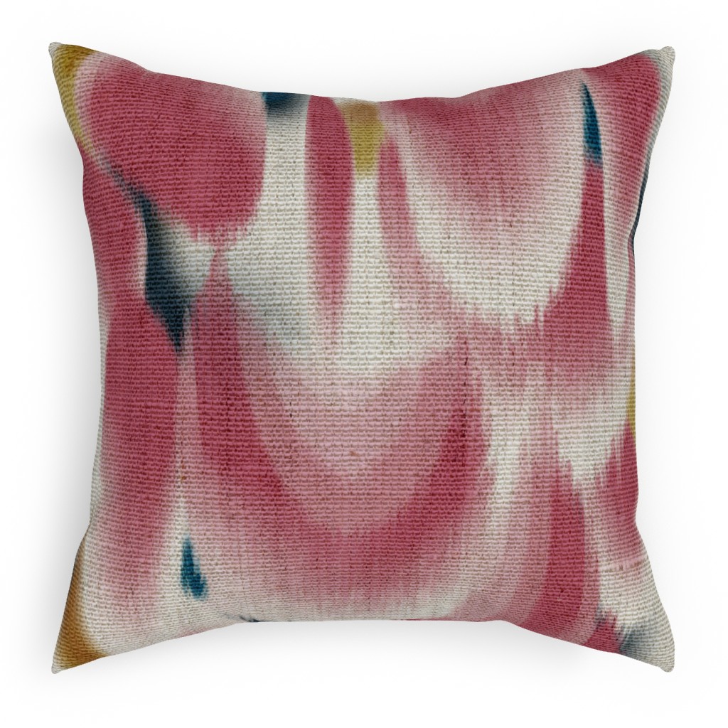 Shibori Wing Spots - Cherry Pillow, Woven, Beige, 18x18, Single Sided, Pink, Bright Pink