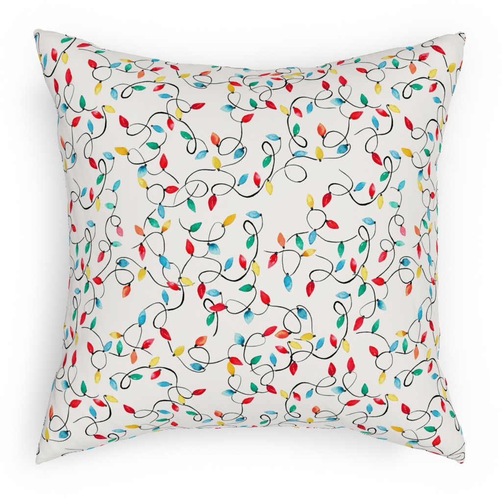 Christmas Lights Decoration - Multi Pillow, Woven, Beige, 18x18, Single Sided, Multicolor