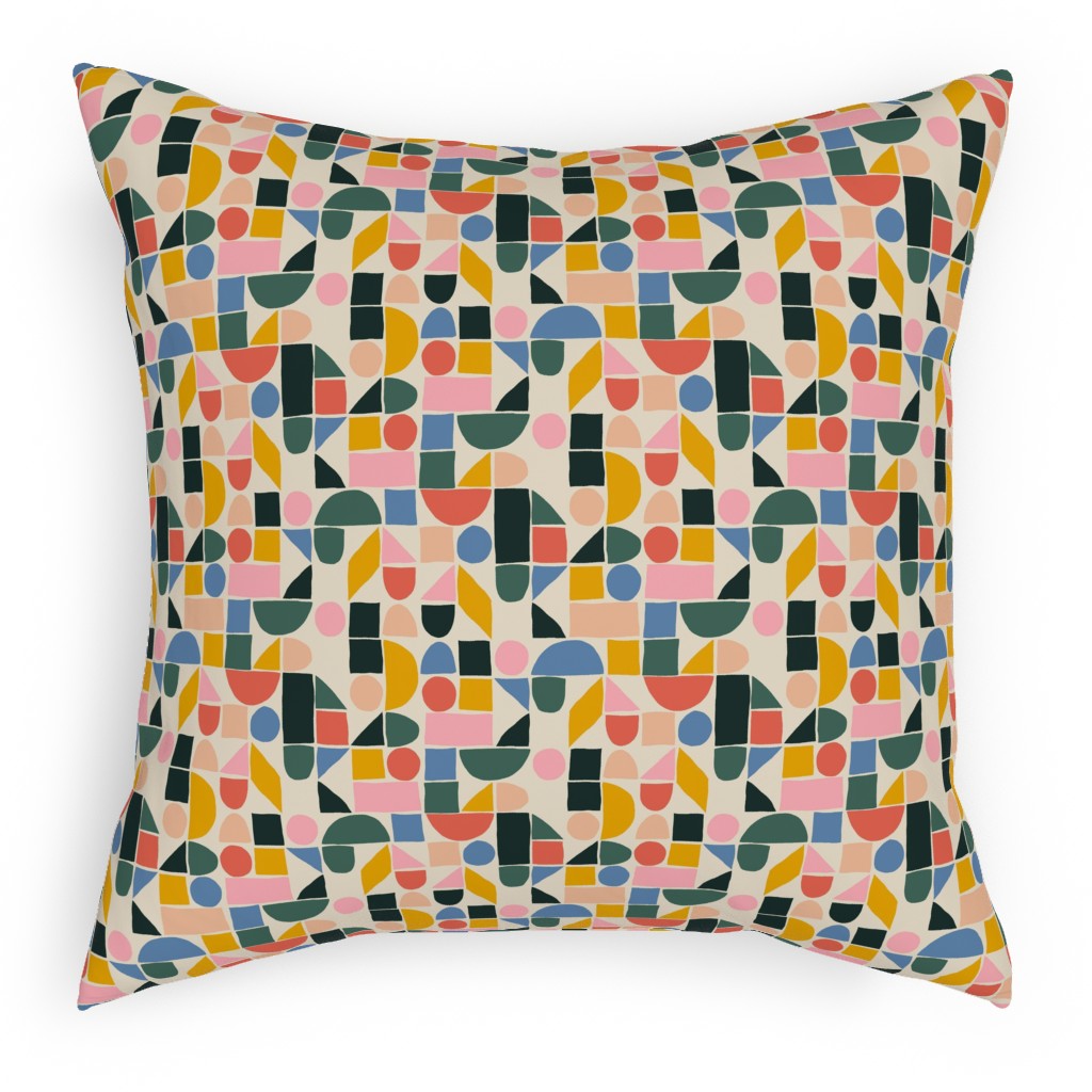 the Dog Ate My Ruler - Multi Pillow, Woven, Beige, 18x18, Single Sided, Multicolor
