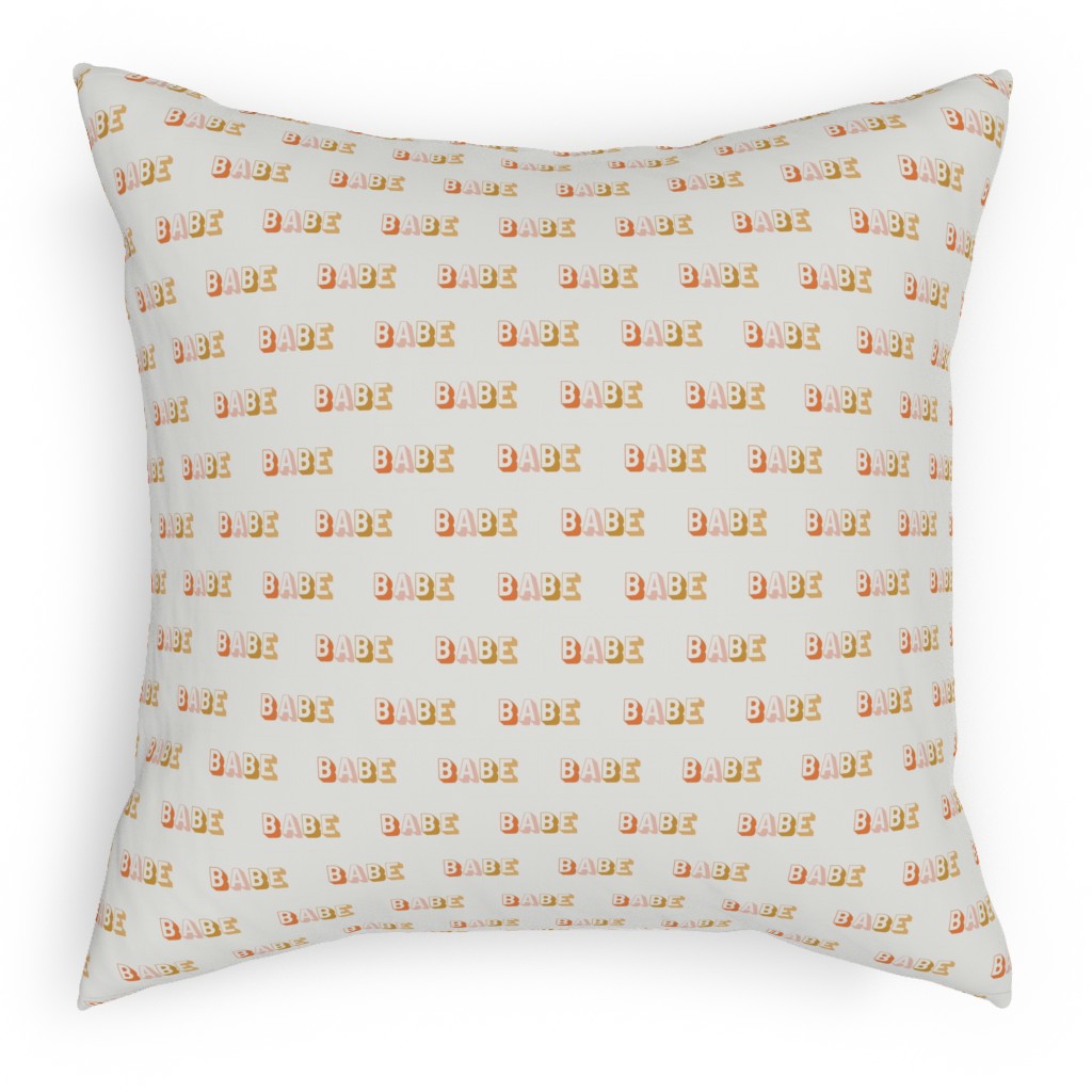 Babe - Typography - Neutral Pillow, Woven, Beige, 18x18, Single Sided, Yellow