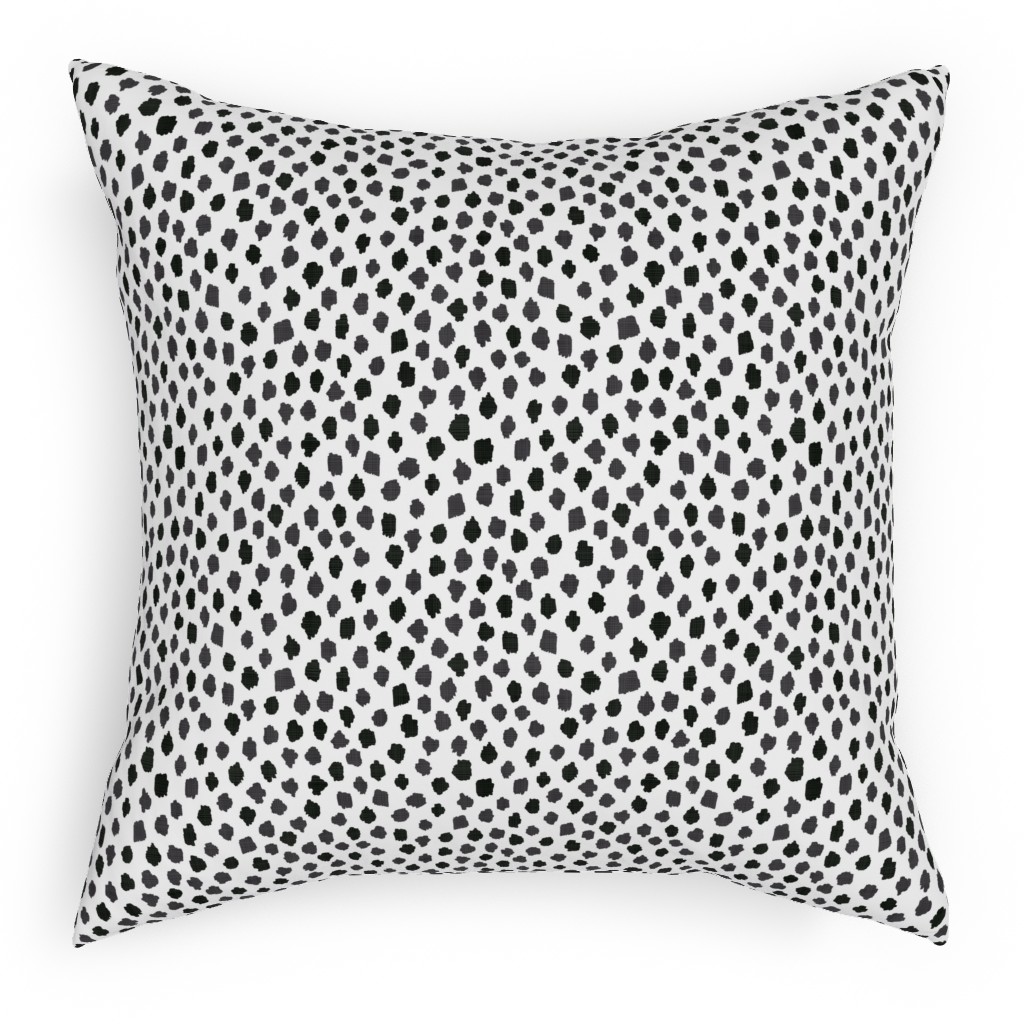 Inky Spots - Black and White Pillow, Woven, Beige, 18x18, Single Sided, White