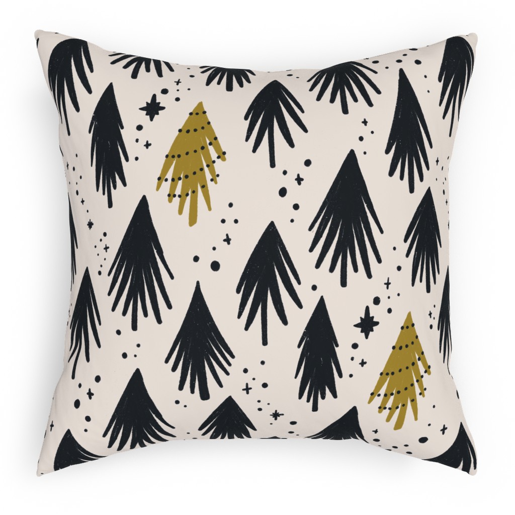 Carol Pillow, Woven, Beige, 18x18, Single Sided, Black, Black