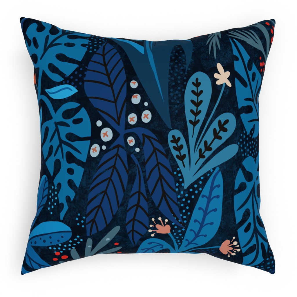 Jungle Nights Pillow, Woven, Beige, 18x18, Single Sided, Blue