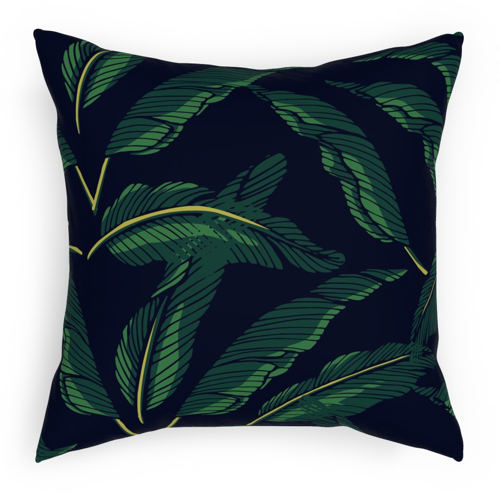 Moody Banana Leaves - Green Pillow, Woven, Beige, 18x18, Single Sided, Green, Classic Green