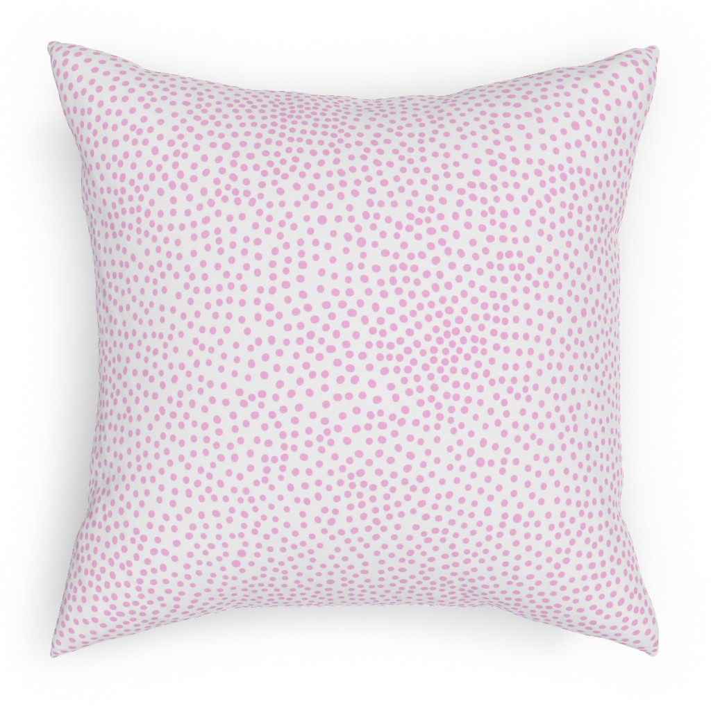 Dot - Happy Pink on White Pillow, Woven, Beige, 18x18, Single Sided, Pink, Bright Pink