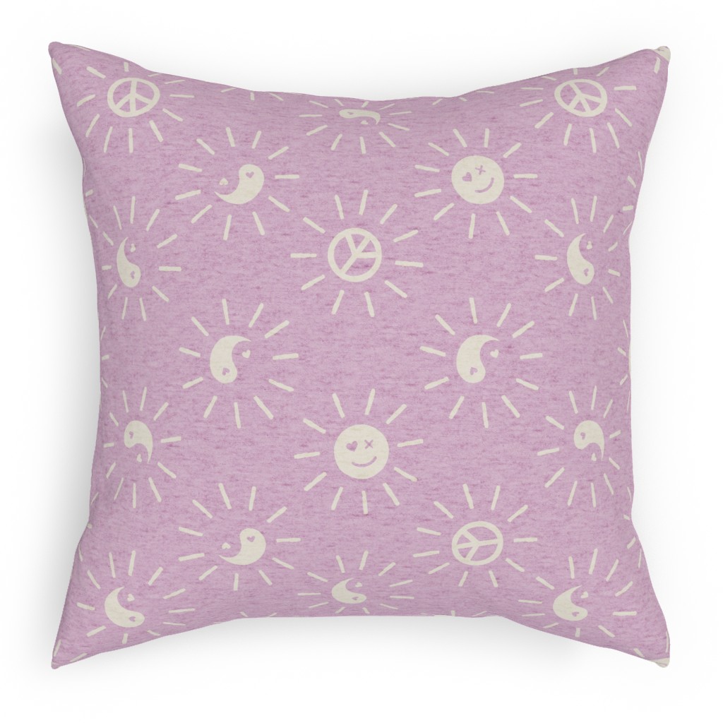 Cool Vibes Pillow, Woven, Beige, 18x18, Single Sided, Pink, Dusty Rose