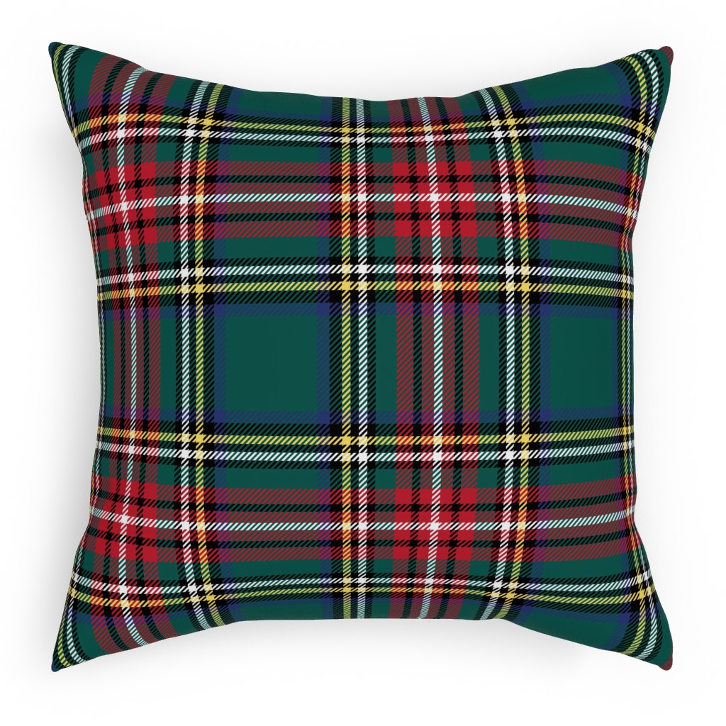 Royal Stewart Tartan Plaid - Multi Pillow, Woven, Beige, 18x18, Single Sided, Green