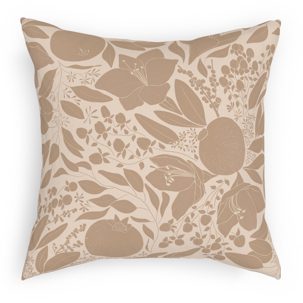 Winter Florals - Neutral Pillow, Woven, Beige, 18x18, Single Sided, Beige, Pearl