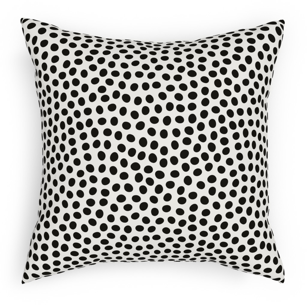 Dots - Black and White Pillow, Woven, Beige, 18x18, Single Sided, White