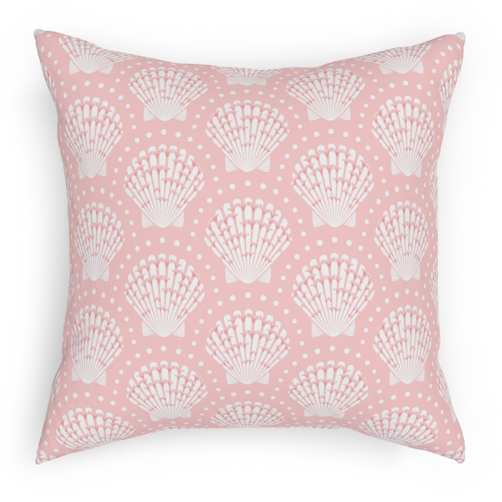 Pretty Scallop Shells - Pink Pillow, Woven, Beige, 18x18, Single Sided, Pink, Bright Pink