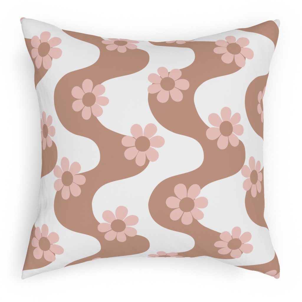 Groovy Daisy Rainbow Pillow, Woven, Beige, 18x18, Single Sided, Beige, Beige