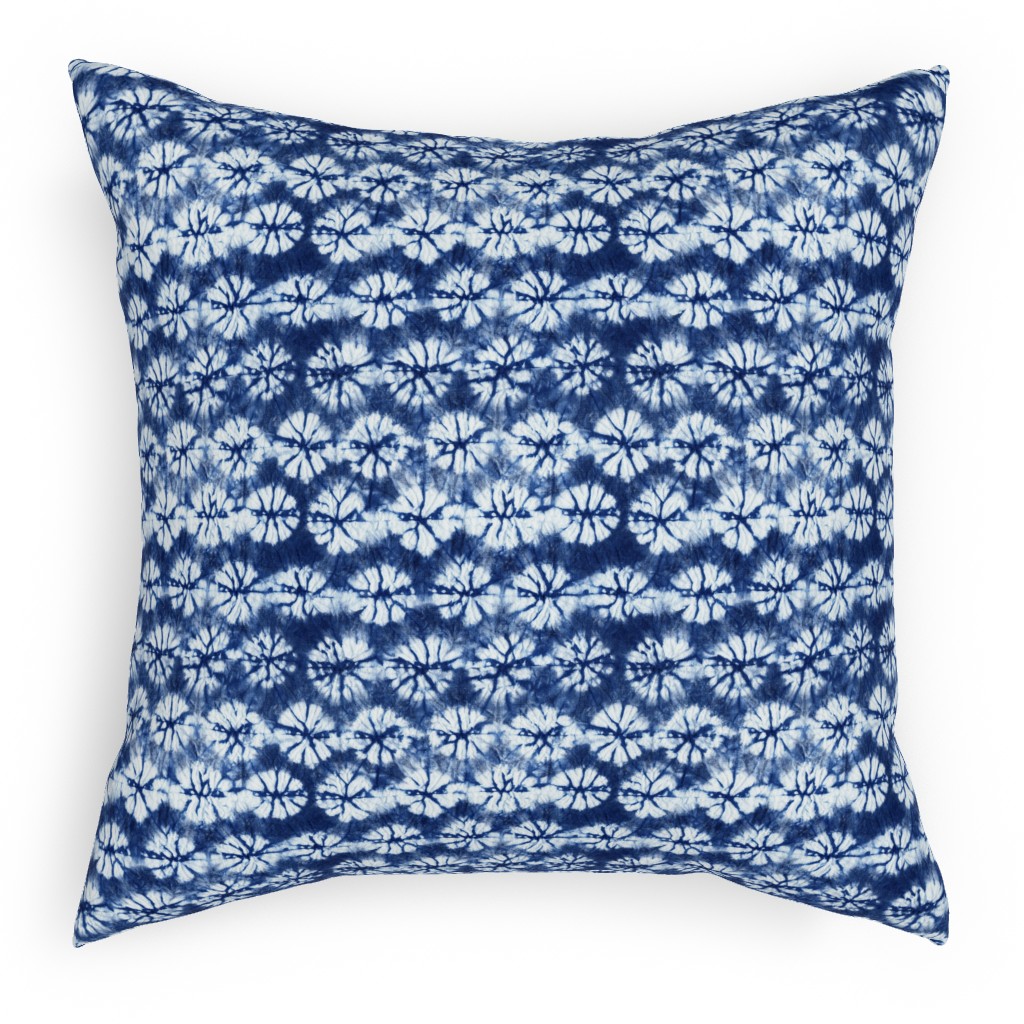 Shibori Pine - Blue Pillow, Woven, Beige, 18x18, Single Sided, Blue