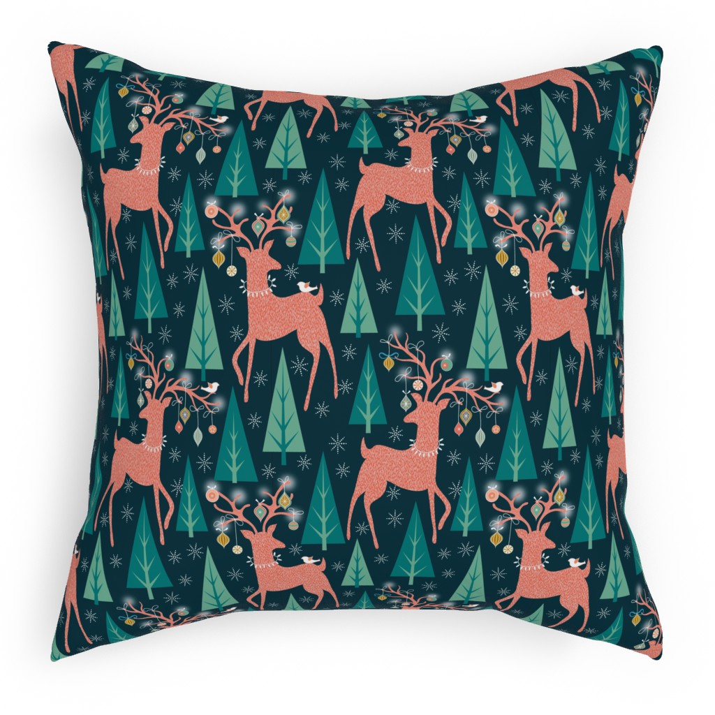 Forest Ornaments Pillow, Woven, Beige, 18x18, Single Sided, Multicolor