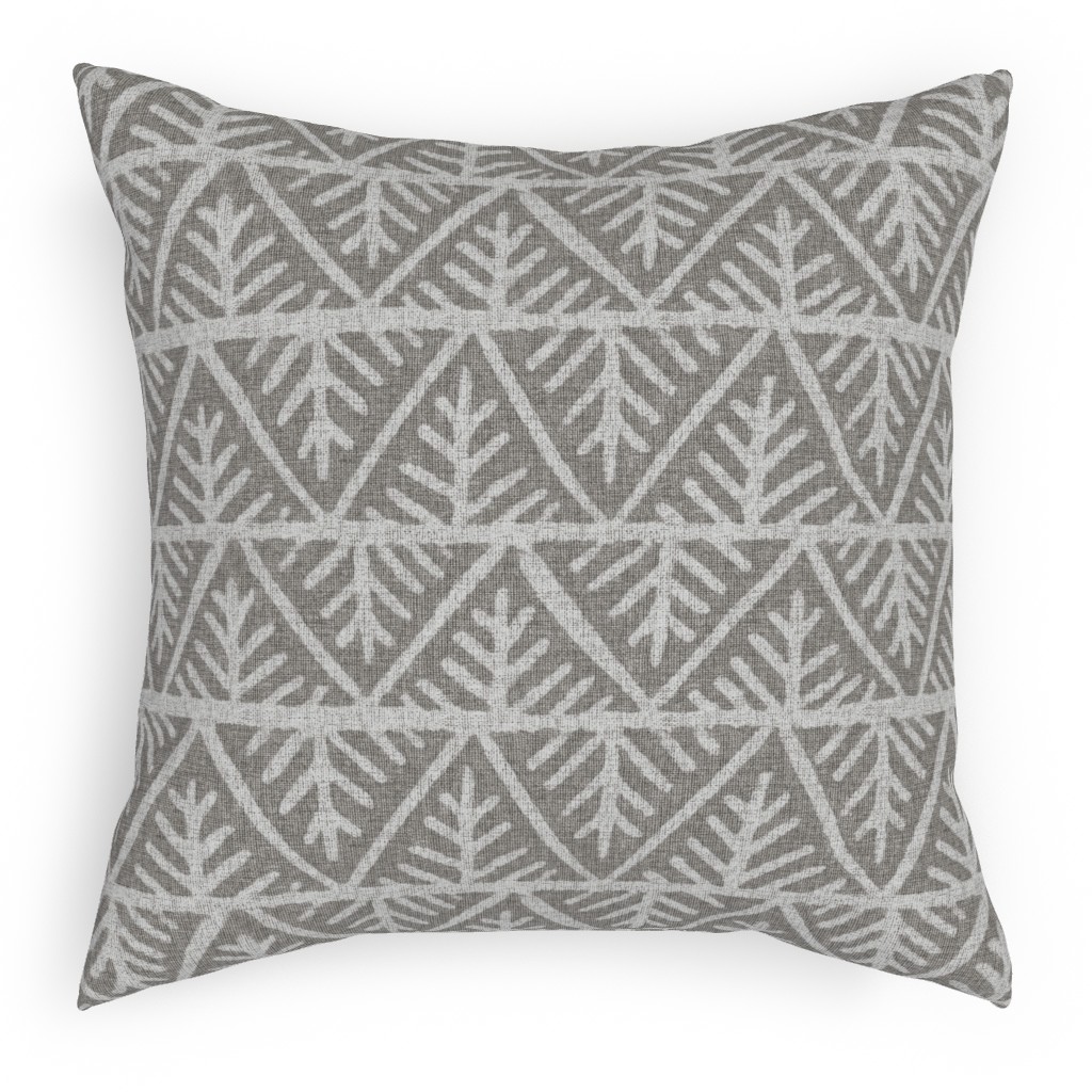 Textured Mudcloth Pillow, Woven, Beige, 18x18, Single Sided, Gray