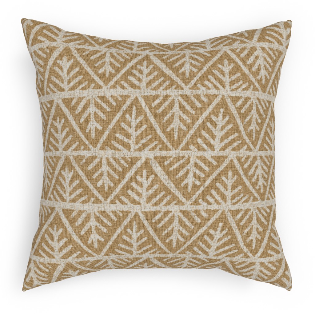 Textured Mudcloth Pillow, Woven, Beige, 18x18, Single Sided, Brown, Cafe