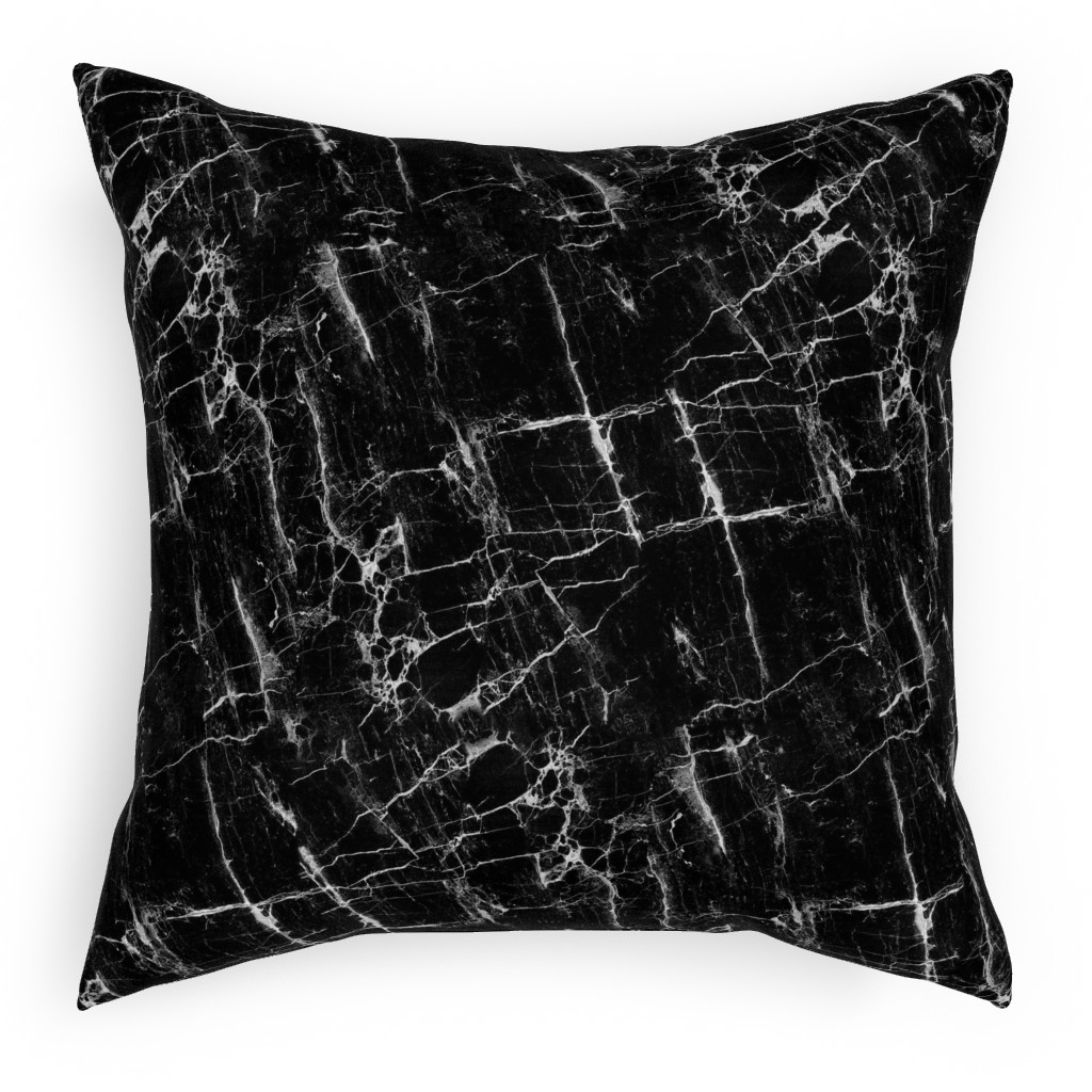 Cracked Black Marble Pillow, Woven, Beige, 18x18, Single Sided, Black