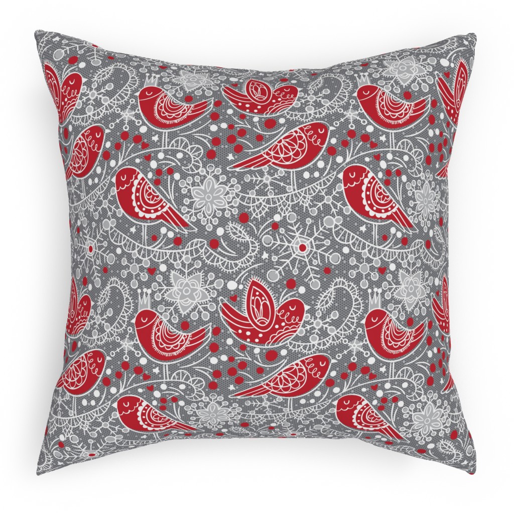 Red and 2025 gray outdoor pillows