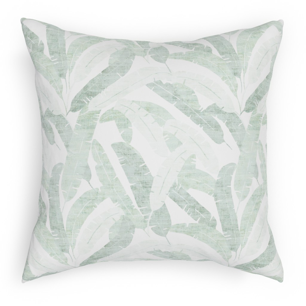 Banana Leaf - Light Pillow, Woven, Beige, 18x18, Single Sided, Green