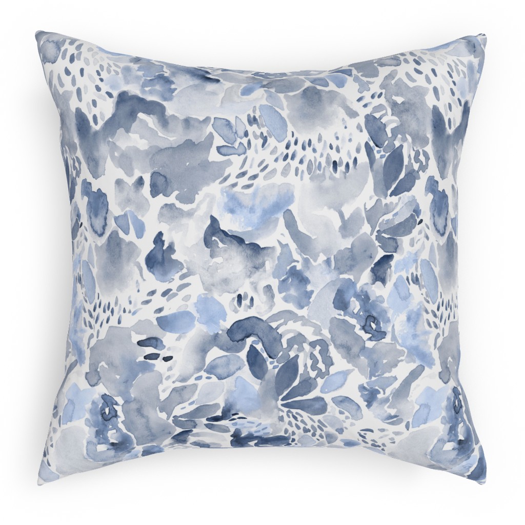 Happy Abstract Watercolor Pillow, Woven, Beige, 18x18, Single Sided, Blue, Marine Layer