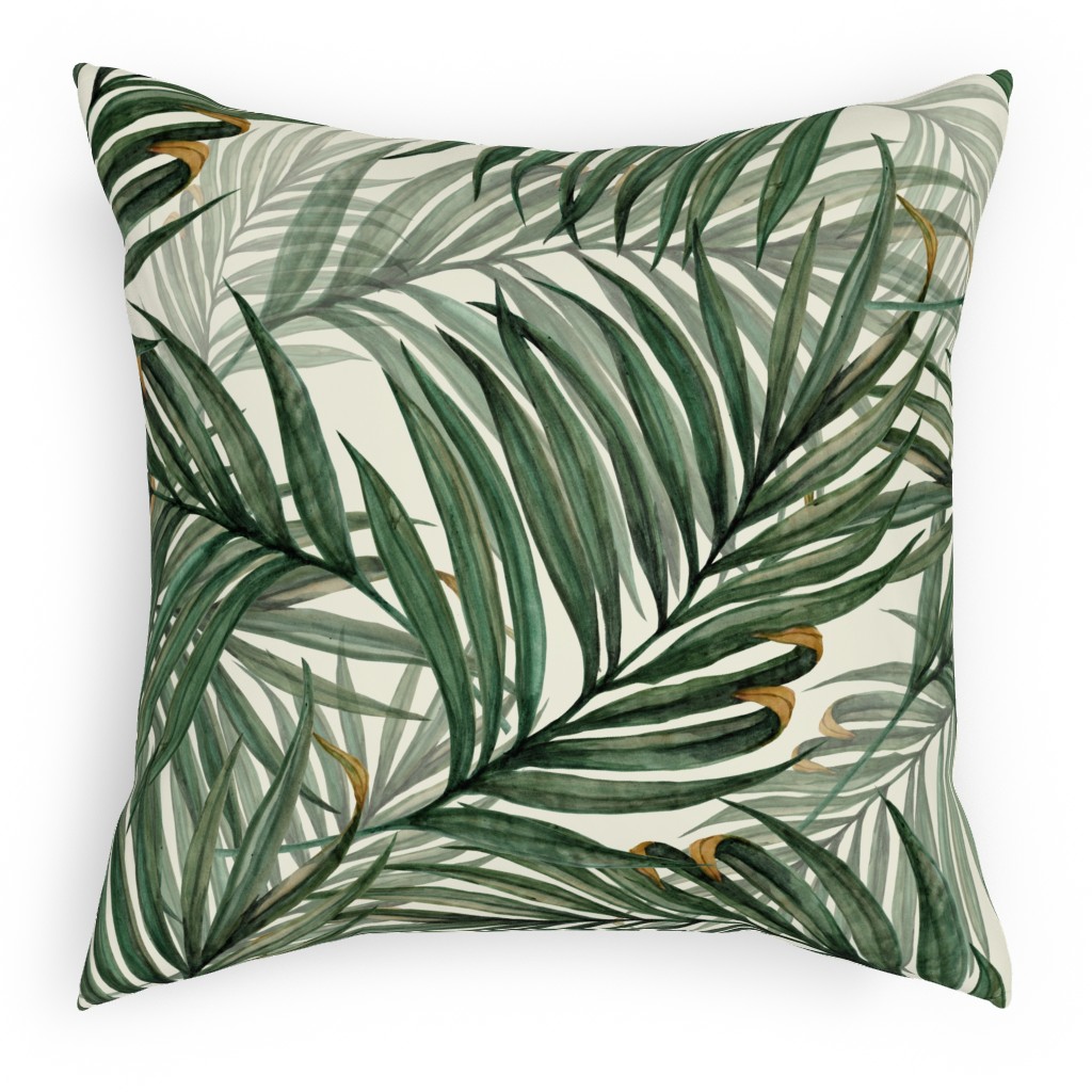 Palm Leaves King Pineapple Pillow, Woven, Beige, 18x18, Single Sided, Green