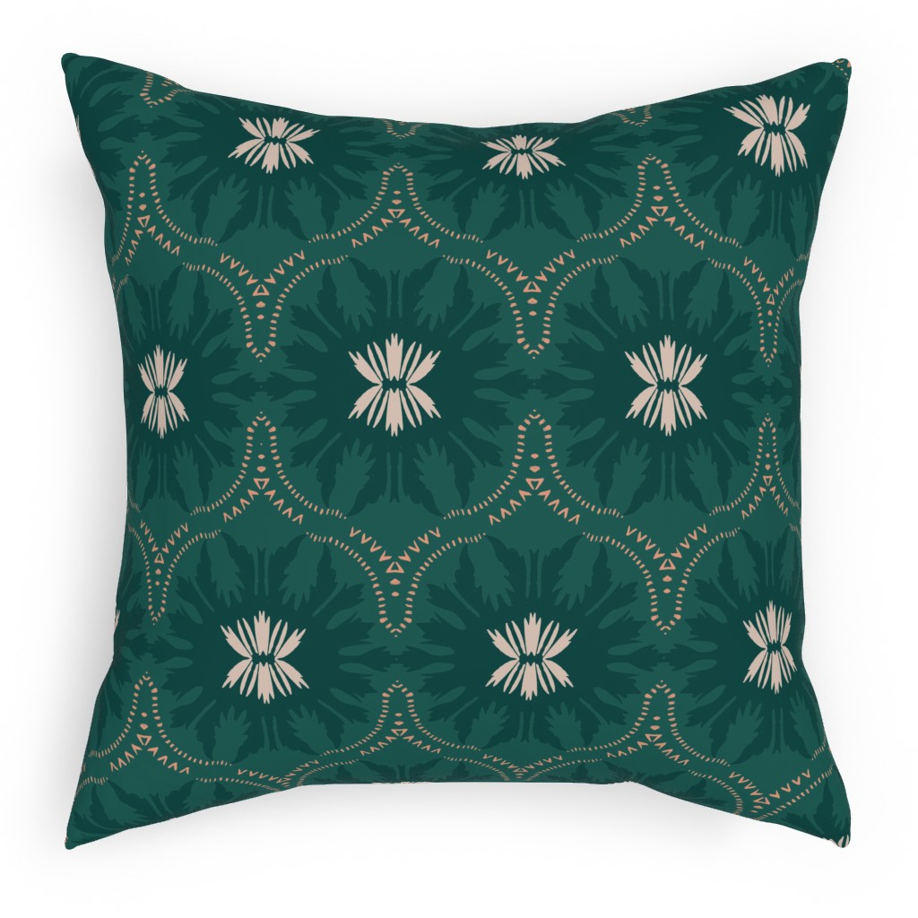 Jasmin Wildflower Deco Pillow, Woven, Beige, 18x18, Single Sided, Green