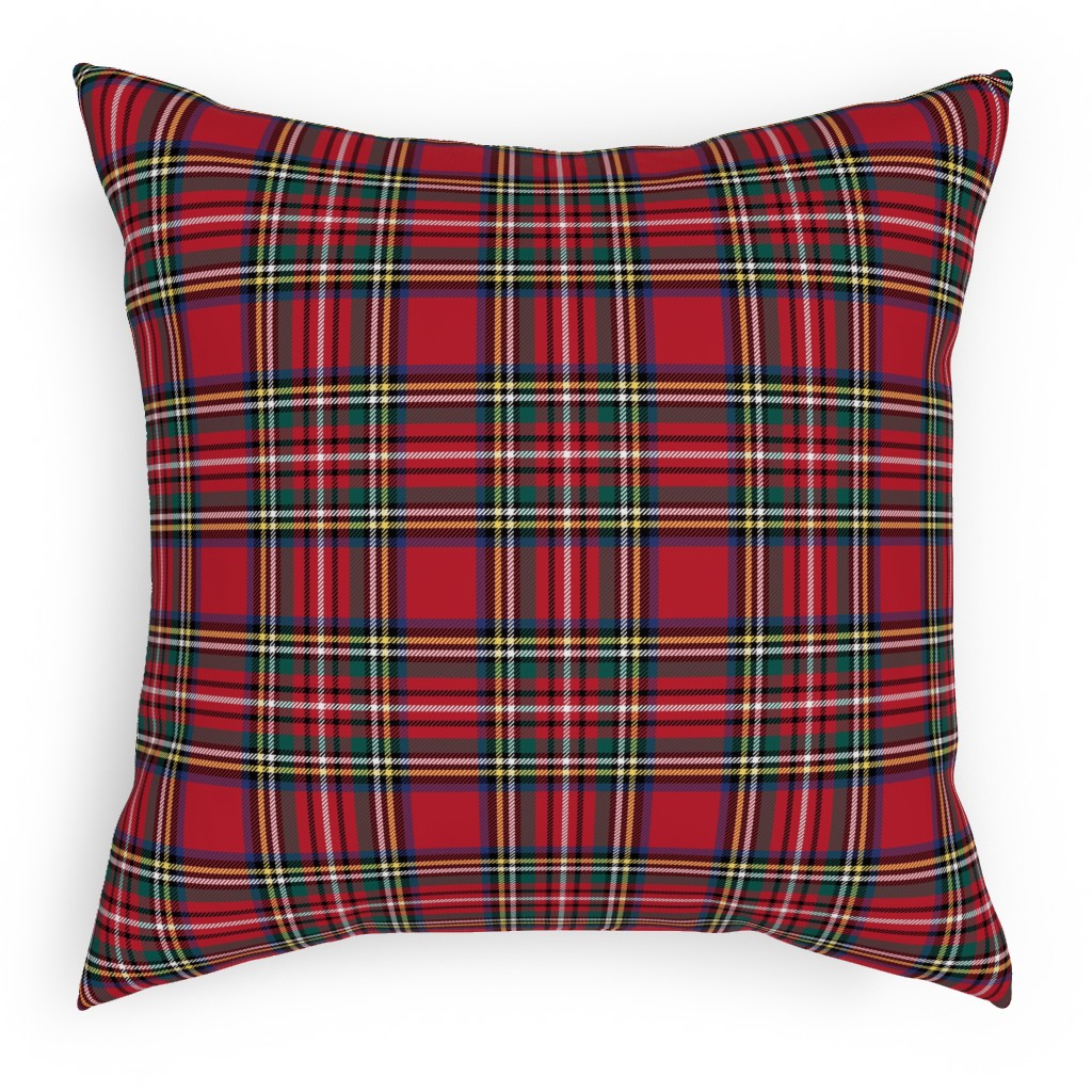 Royal Stewart Tartan Style Repeat Perfect for Christmas Pillow, Woven, Beige, 18x18, Single Sided, Red