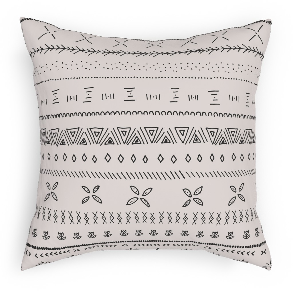 Boho Print Pillow, Woven, Beige, 18x18, Single Sided, Beige, Silver Lining