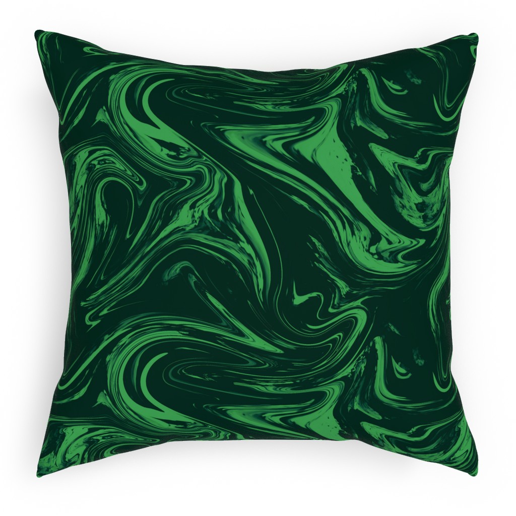 Marbled Paper - Deep Emerald Pillow, Woven, Beige, 18x18, Single Sided, Green, Classic Green
