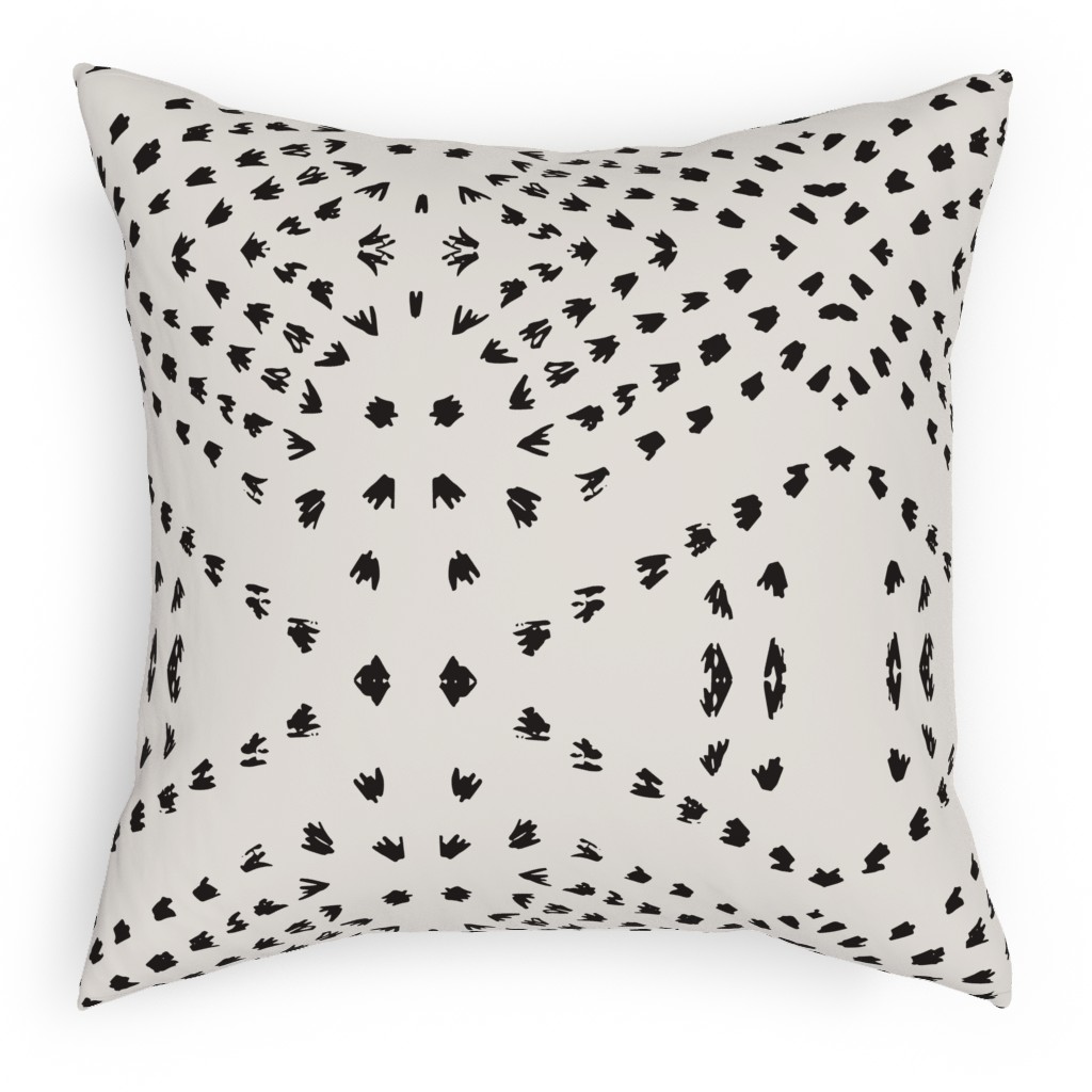 Boho Tile Pillow, Woven, Beige, 18x18, Single Sided, Beige, Black