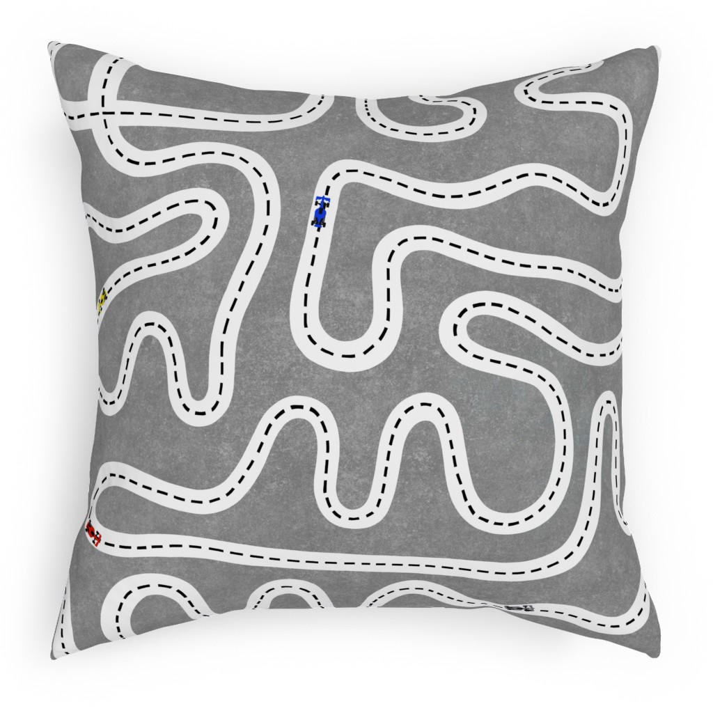 Speed Racers Pillow, Woven, Beige, 18x18, Single Sided, Gray, Cement