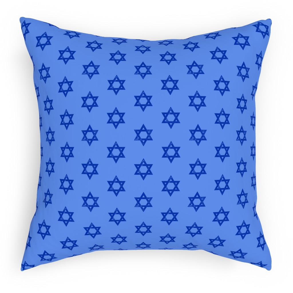Star of David - Blue Pillow, Woven, Beige, 18x18, Single Sided, Blue, True Blue