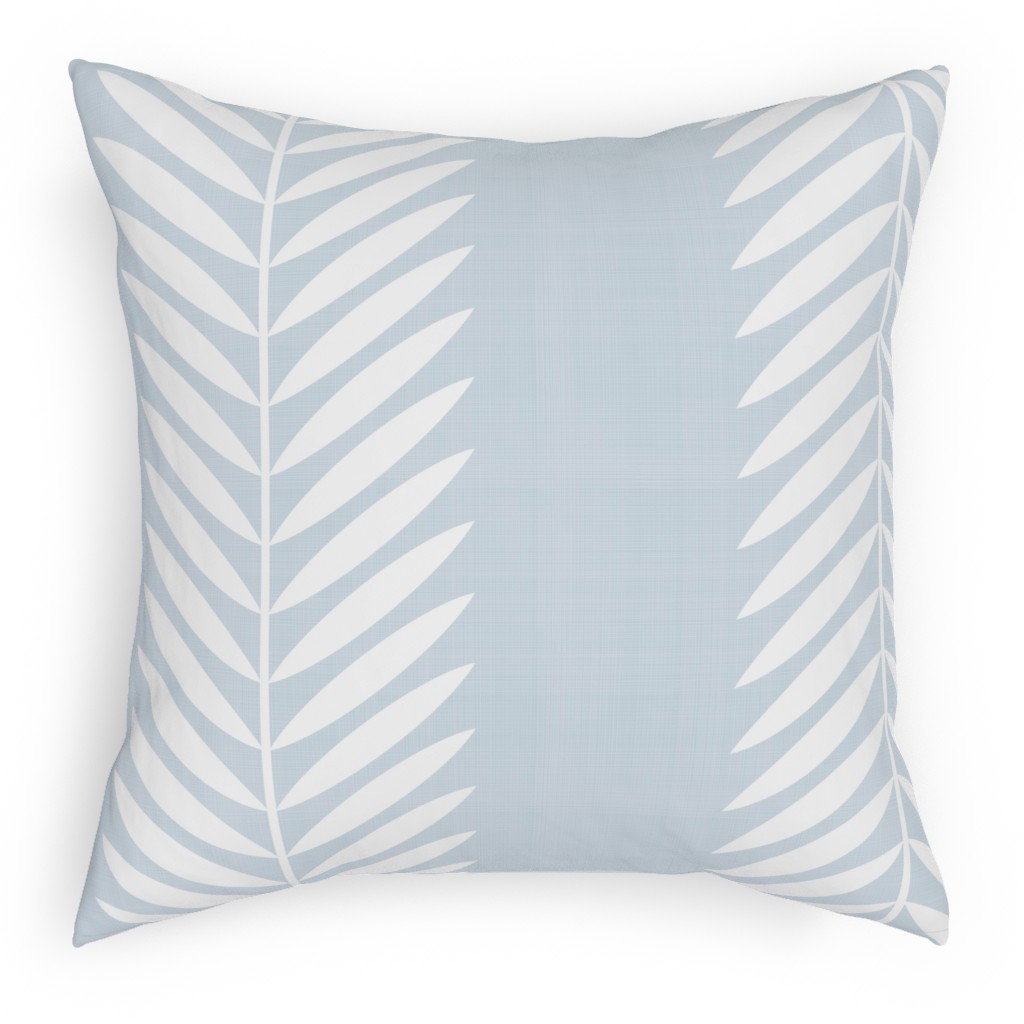 Laurel Leaf Stripe - Light Blue Pillow, Woven, Beige, 18x18, Single Sided, Blue