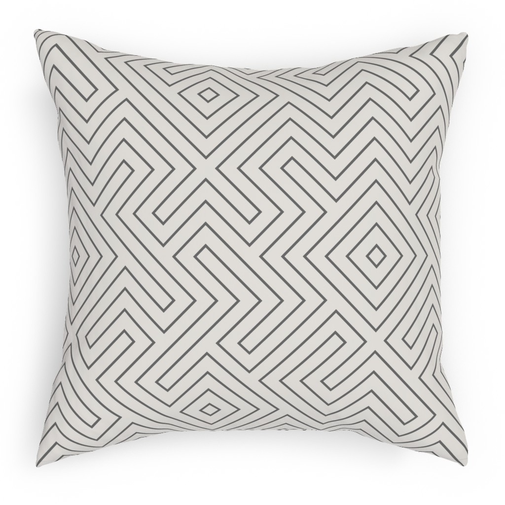 Tribal Maze - Cement on Cream Pillow, Woven, Beige, 18x18, Single Sided, Gray