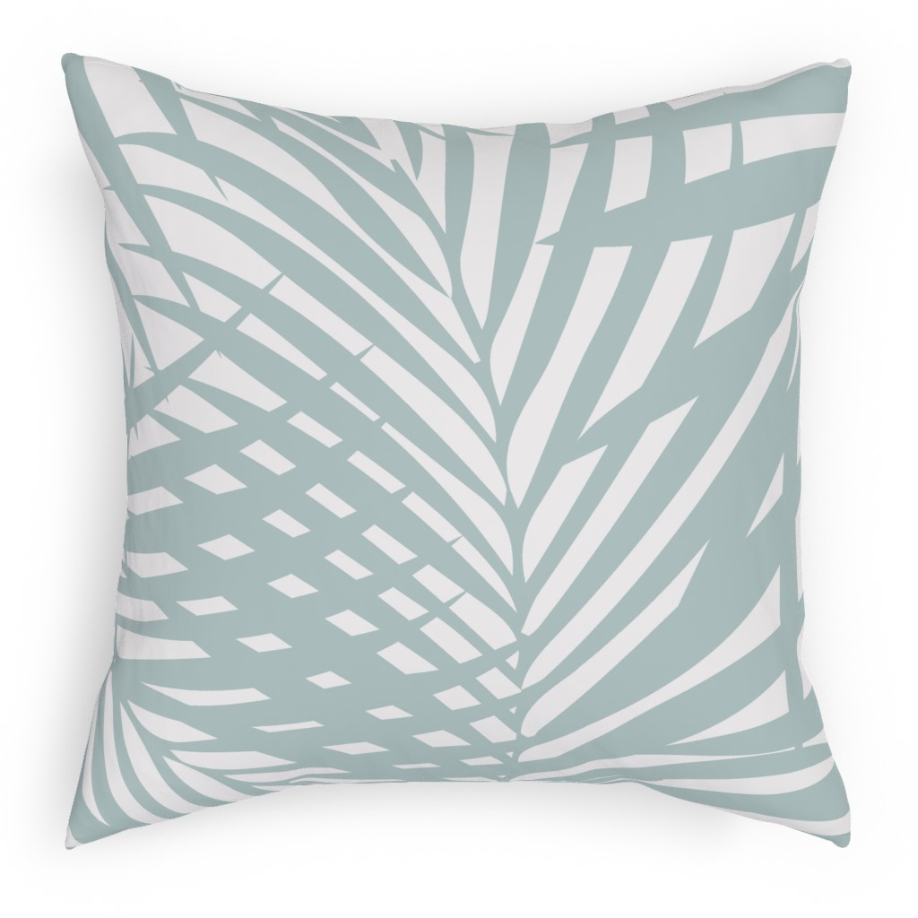 Fronds - Palladian Blue Pillow, Woven, Beige, 18x18, Single Sided, Blue