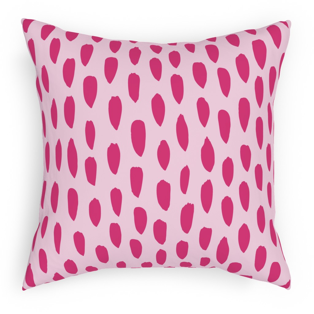 Brushstrokes - Fuchsia and Light Pink Pillow, Woven, Beige, 18x18, Single Sided, Pink