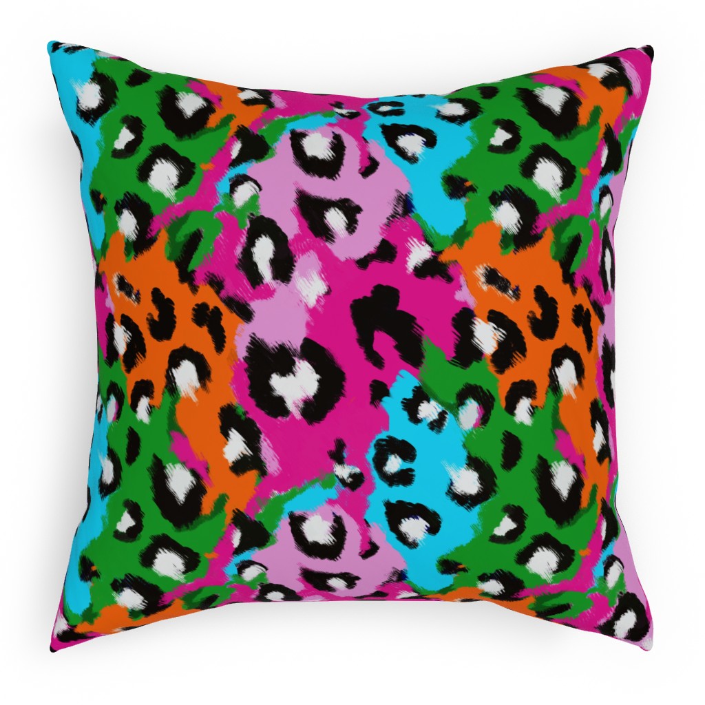 Leopard Print - Bright Pillow, Woven, Beige, 18x18, Single Sided, Multicolor
