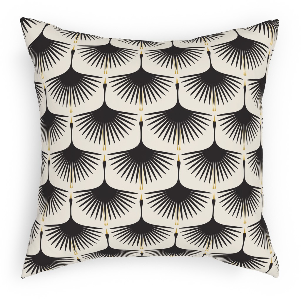 Art Deco Swans Pillow, Woven, Beige, 18x18, Single Sided, Beige