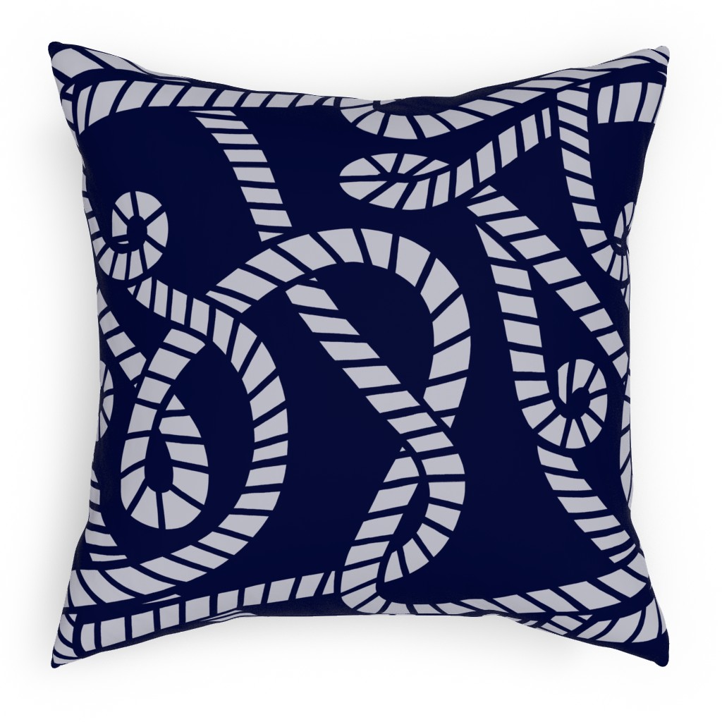 Nautical Rope on Navy Pillow, Woven, Beige, 18x18, Single Sided, Blue