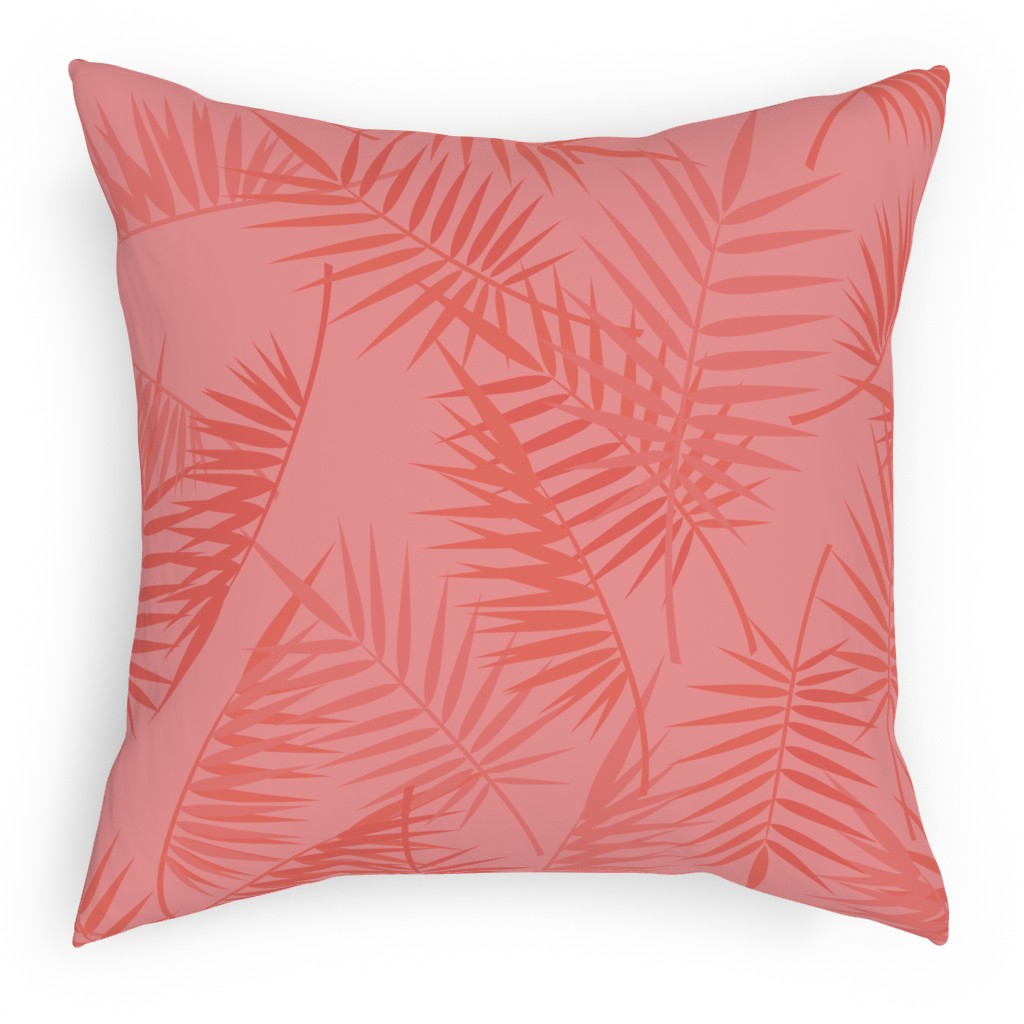 Tropical - Coral Pillow, Woven, Beige, 18x18, Single Sided, Pink, Bright Pink
