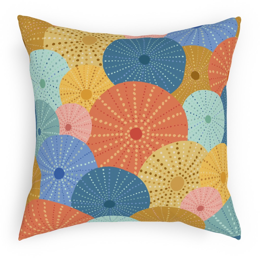 Colorful Sea Urchins Pillow, Woven, Beige, 18x18, Single Sided, Multicolor